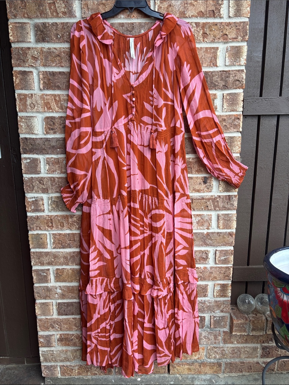 Anthropologie the marais printed chiffon Tiered Maxi Dress